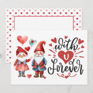 "Met U Forever" Schattigee Gnome Foto Valentijnse  Notitiekaartje