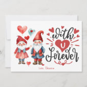 "Met U Forever" Schattigee Gnome paar Valentijnse  Notitiekaartje (Voorkant)