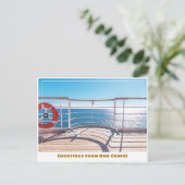 Met uitzicht op de railing van cruiseschip naar he briefkaart (Staand voorkant)