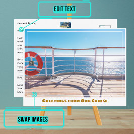 Met uitzicht op de railing van cruiseschip naar he briefkaart