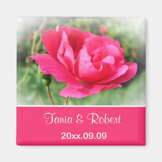 met uitzondering van de datum , wilde roze rozenbl magneet (Voorkant)