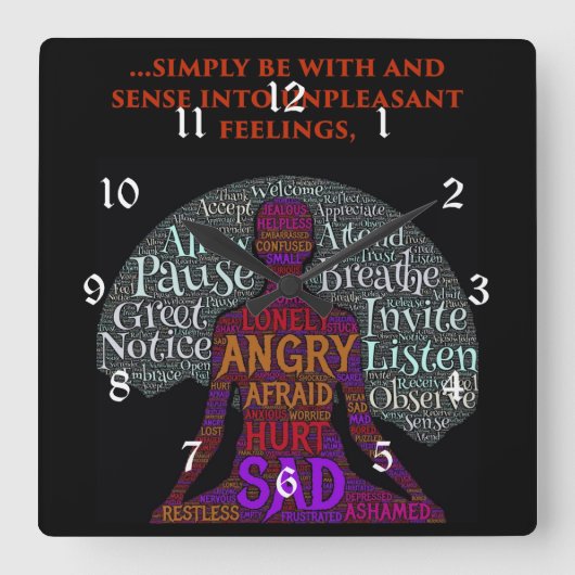 Met uw Feelings-wandklok met cijfers Vierkante Klok (Voorkant)