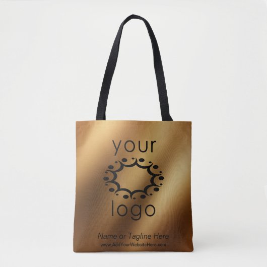 Met uw Logo over Smooth Faux Gold Tote Bag (Voorkant)