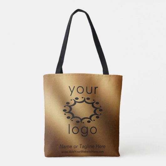 Met uw Logo over Smooth Faux Gold Tote Bag (Achterkant)