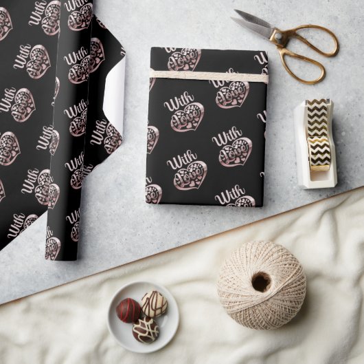 Met Valentijn roos gouden harten zwart Cadeaupapier (Crafts)