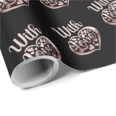 Met Valentijn roos gouden harten zwart Cadeaupapier (Rol Hoek)