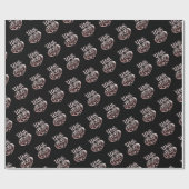 Met Valentijn roos gouden harten zwart Cadeaupapier (Vlak)