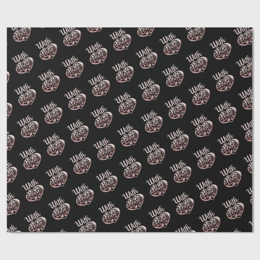 Met Valentijn roos gouden harten zwart Cadeaupapier (Vlak)