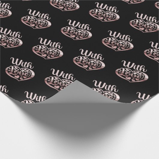 Met Valentijn roos gouden harten zwart Cadeaupapier (Hoek)