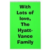 Met veel liefde, de Hyatt-Vance familie Kalender (Hoes)