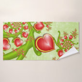 Met veel liefdesrode gele harten fractal Art Badhanddoek (Badhanddoek)