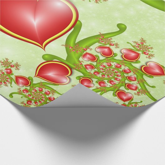 Met veel liefdesrode gele harten fractal Art Cadeaupapier (Hoek)