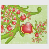 Met veel liefdesrode gele harten fractal Art Cadeaupapier (Vlak)