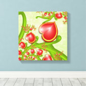 Met veel liefdesrode gele harten fractal Art Canvas Afdruk (Insitu (Houten vloer))