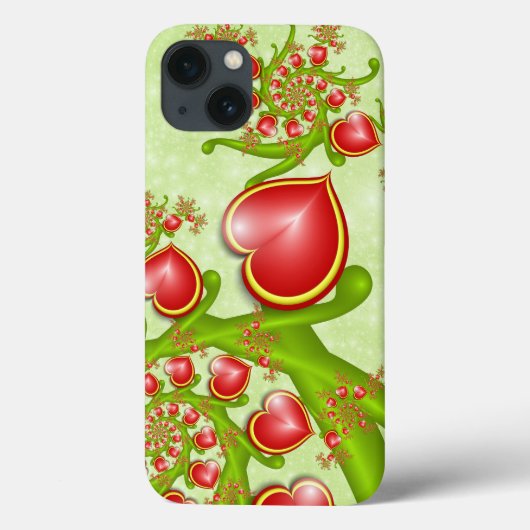 Met veel liefdesrode gele harten fractal Art Case-Mate iPhone Case (Achterkant)
