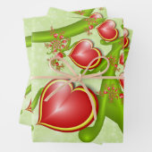 Met veel liefdesrode gele harten fractal Art Inpakpapier Vel (In situ)