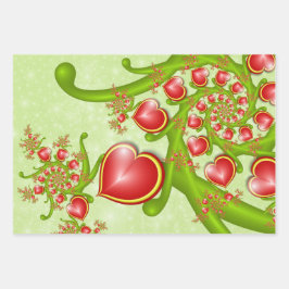 Met veel liefdesrode gele harten fractal Art Inpakpapier Vel
