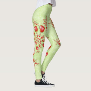 Met veel liefdesrode gele harten fractal Art Leggings