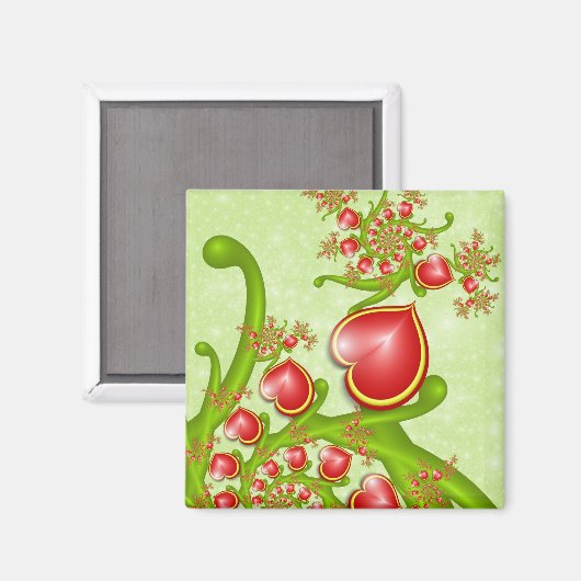 Met veel liefdesrode gele harten fractal Art Magneet (Voorkant / Achterkant)