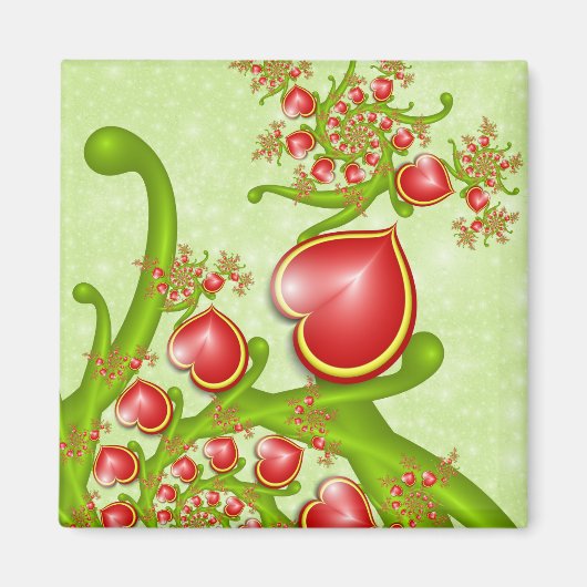 Met veel liefdesrode gele harten fractal Art Magneet (Voorkant)