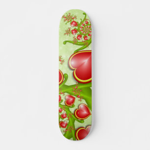 Met veel liefdesrode gele harten fractal Art Persoonlijk Skateboard