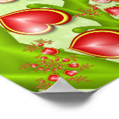 Met veel liefdesrode gele harten fractal Art Poster (Hoek)