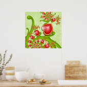 Met veel liefdesrode gele harten fractal Art Poster (Keuken)