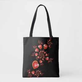 Met veel liefdesrode gele harten fractal Art Tote Bag