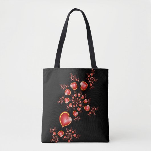 Met veel liefdesrode gele harten fractal Art Tote Bag (Voorkant)