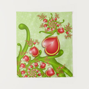 Met veel liefdesrode gele harten fractal Art Wandkleed