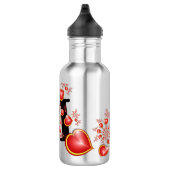 Met veel liefdesrode gele harten Fractal Monogram Waterfles (Rechts)