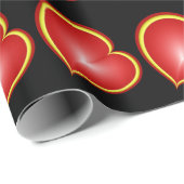 Met veel liefdesrode gele harten fractal Patroon Cadeaupapier (Rol Hoek)