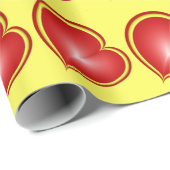 Met veel liefdesrode gele harten fractal Patroon Cadeaupapier (Rol Hoek)