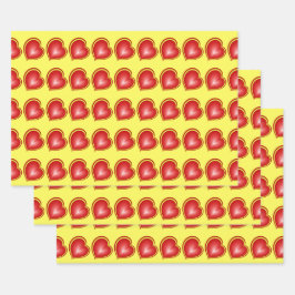 Met veel liefdesrode gele harten fractal Patroon Inpakpapier Vel
