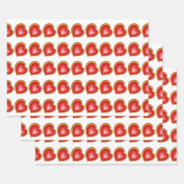 Met veel liefdesrode gele harten fractal Patroon Inpakpapier Vel