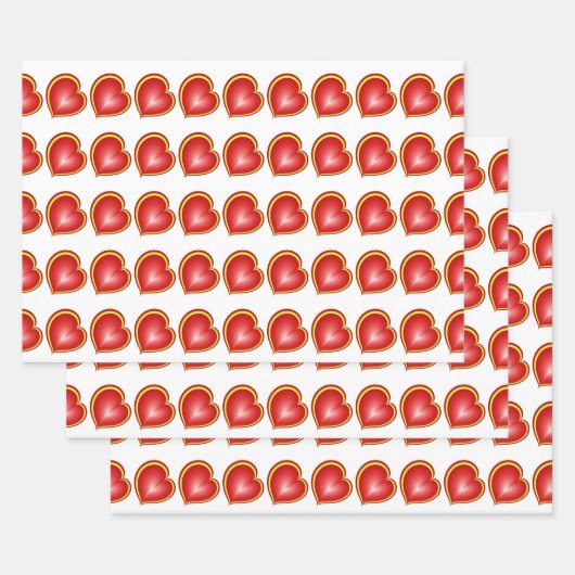 Met veel liefdesrode gele harten fractal Patroon Inpakpapier Vel (Set)