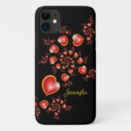 Met veel liefdesrood geel hart fractal art name Case-Mate iPhone case