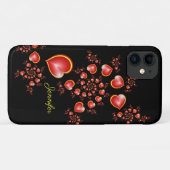 Met veel liefdesrood geel hart fractal art name Case-Mate iPhone case (Achterkant (horizontaal))