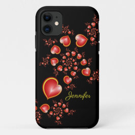 Met veel liefdesrood geel hart fractal art name Case-Mate iPhone case