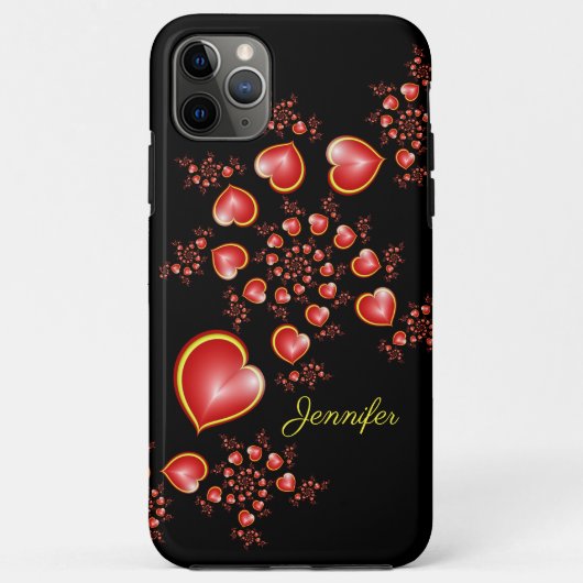 Met veel liefdesrood geel hart fractal art name Case-Mate iPhone case (Achterkant)