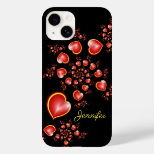 Met veel liefdesrood geel hart fractal art name Case-Mate iPhone 14 hoesje