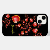 Met veel liefdesrood geel hart fractal art name Case-Mate iPhone case (Achterkant (horizontaal))