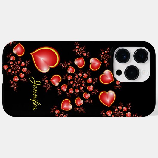 Met veel liefdesrood geel hart fractal art name Case-Mate iPhone case (Achterkant (horizontaal))
