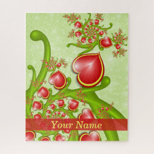 Met veel liefdesrood geel hart fractal art name legpuzzel