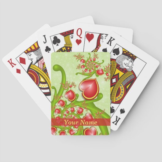 Met veel liefdesrood geel hart fractal art name pokerkaarten (Achterkant)