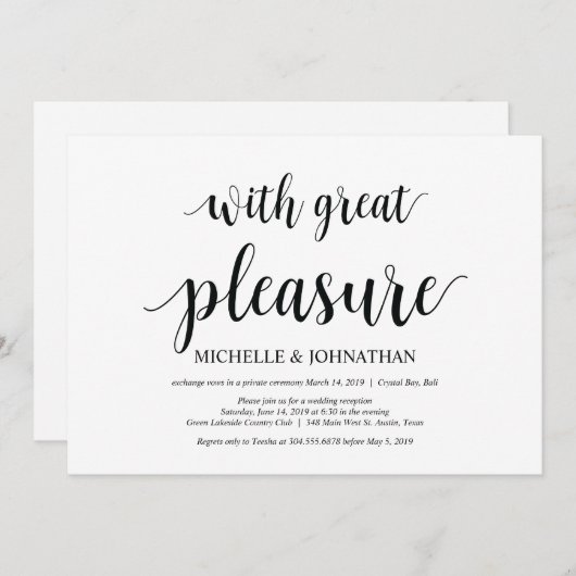 Met veel plezier nodigt de weddenschap uit tot kaart (Voorkant / Achterkant)