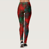 Met vierkant gekrabd, rood en groenblauw leggings (Achterkant)