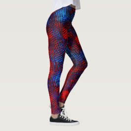 Met vierkant ingekrabd in blauw en rood. leggings