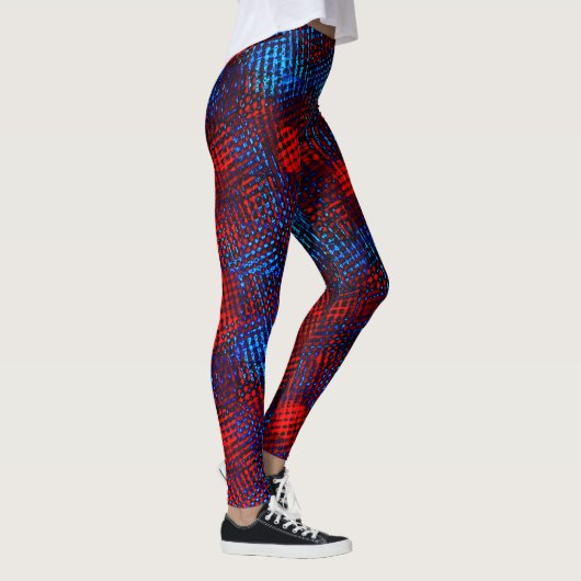 Met vierkant ingekrabd in blauw en rood. leggings (Rechts)