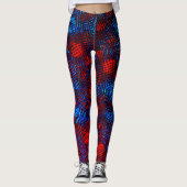 Met vierkant ingekrabd in blauw en rood. leggings (Voorkant)